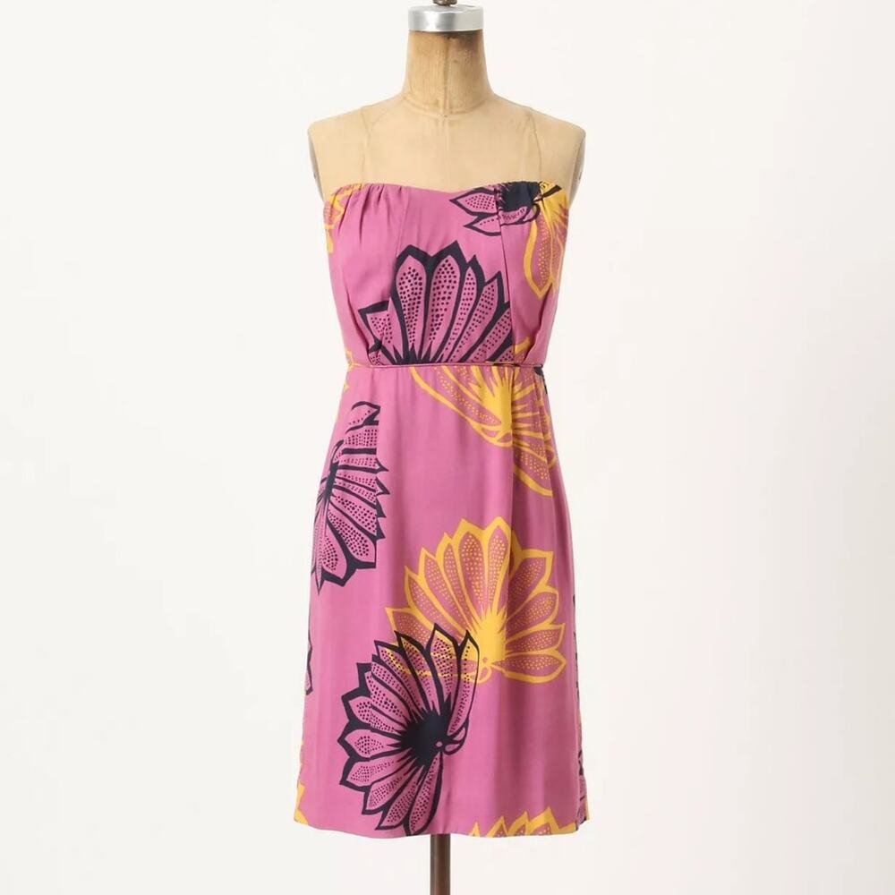 NWT Anthropologie Sariah Agave Burst Floral Strapless Mini Dress 6 KB382